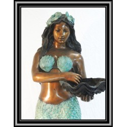 Mermaid Holding Shell Water Feature Bronze