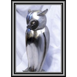 Owl Statue figurine silver patina