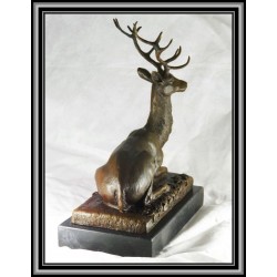 Deer Lying Statue Figurine Bronze