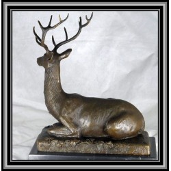 Deer Lying Statue Figurine Bronze