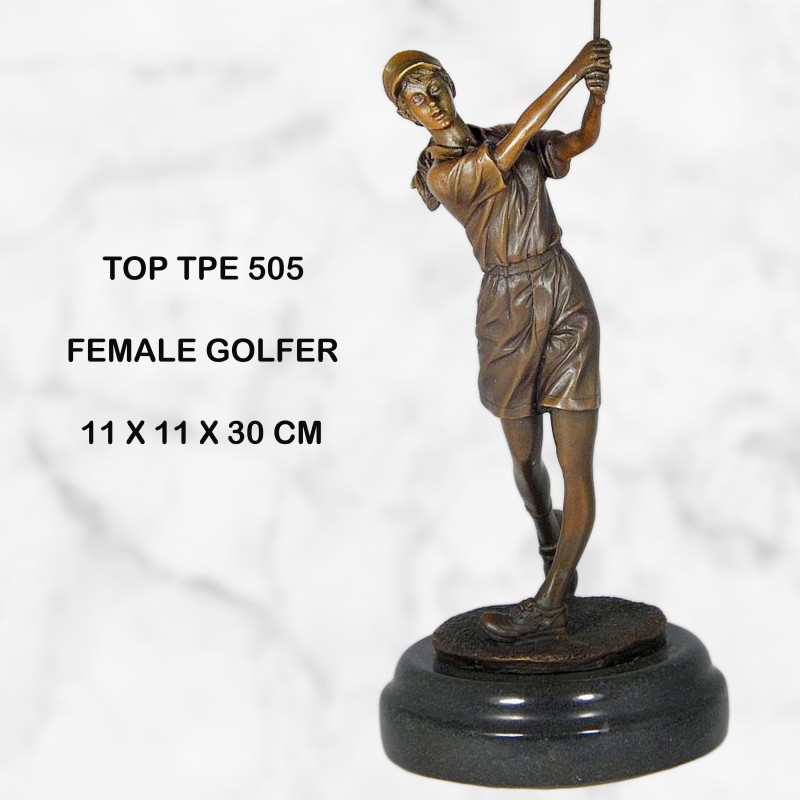 Female golfer statue