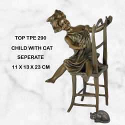 Child and cat statue