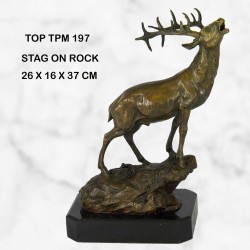 Stag on a rock statue