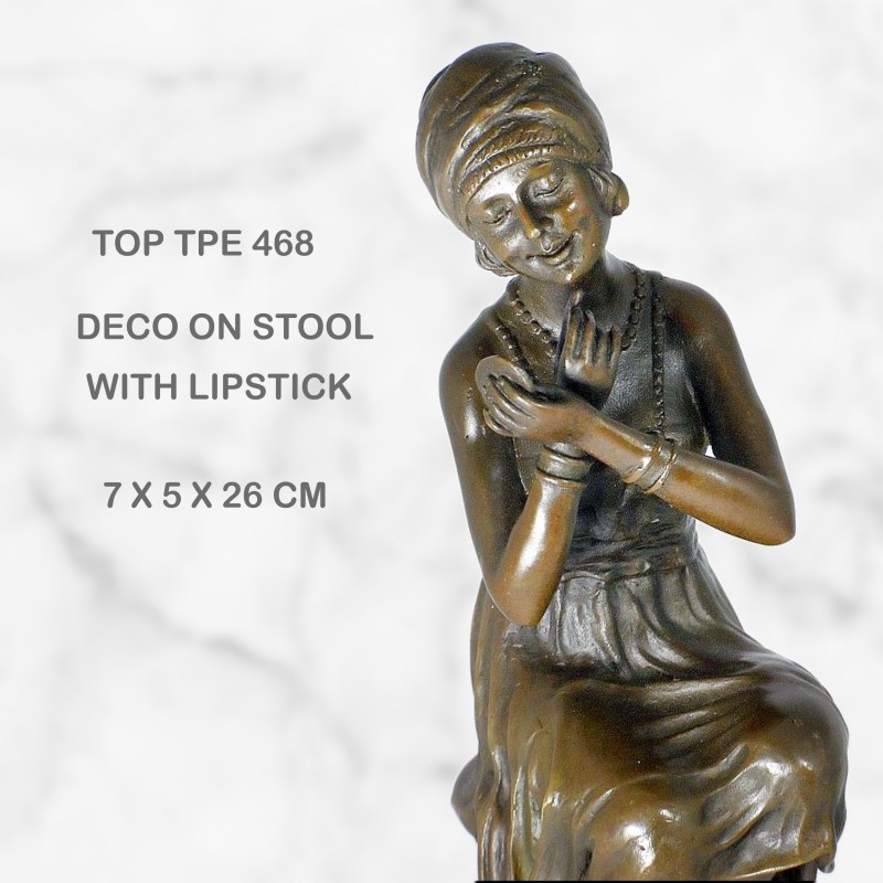 Art deco lady on stool with lipstick