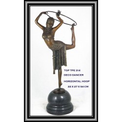 Art Deco Dancer with hoop statue figurine bronze