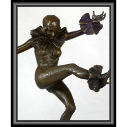 Art Deco Dancer with Ruffles Statue Figurine Bronze