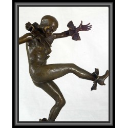 Art Deco Dancer with Ruffles Statue Figurine Bronze