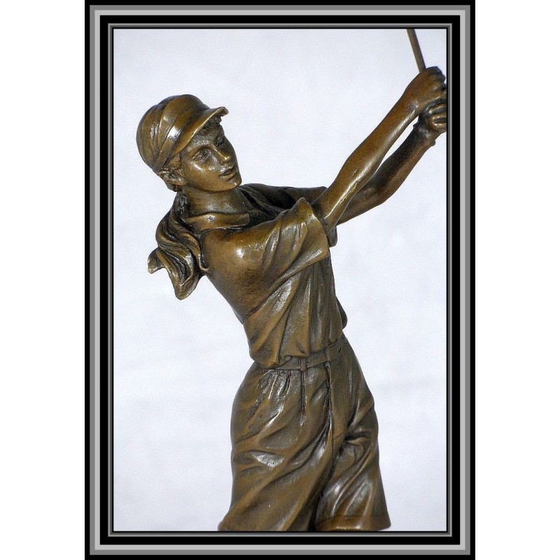 Female Golfer Statue Figurine Trophy Bronze   Female Golfer Statue Figurine Trophy Bronze 