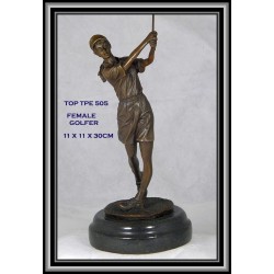 Female Golfer Statue Figurine Trophy Bronze