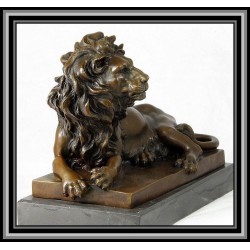 Lion Lying Statue Figurine Bronze