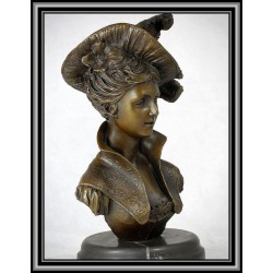 Victorian Lady Bust Statue Figurine Bronze