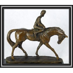 Horse and Jockey Statue Figurine Bronze