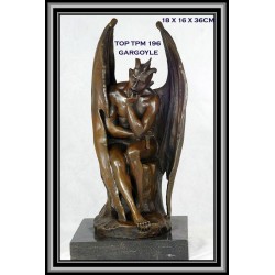 Gargoyle Sitting Statue Figurine Bronze