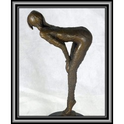 Deco Dancer Bending Over Statue Figurine Bronze