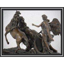 Roman Chariot with Angel Statue Figurine Bronze