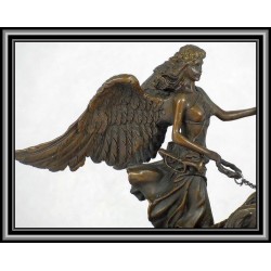 Roman Chariot with Angel Statue Figurine Bronze