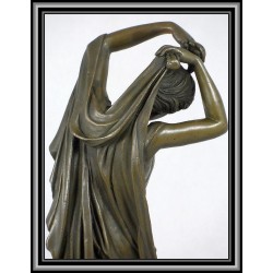 Woman with Cherub Statue Figurine Bronze