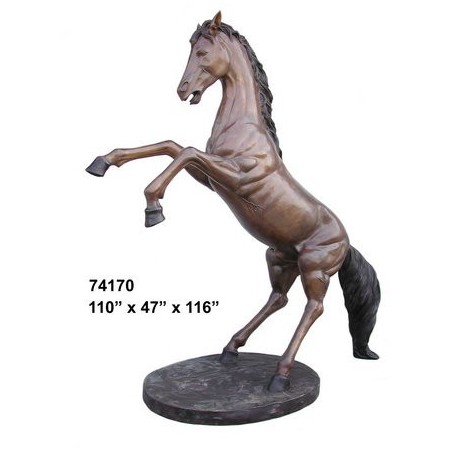 HORSE REARING ON BASE LIFESIZE STATUE