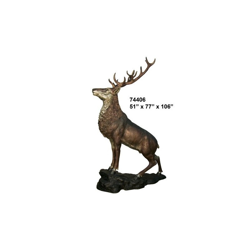 STAG ON A ROCK STATUE LIFESIZE