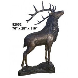 STAG ON ROCK BRONZE STATUE