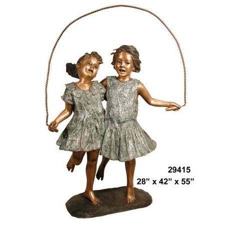 GIRLS SKIPPING ROPE OUTDOOR STATUE