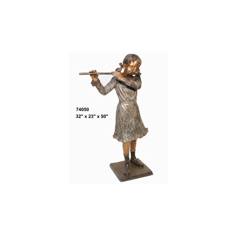 GIRL PLAYING FLUTE STATUE