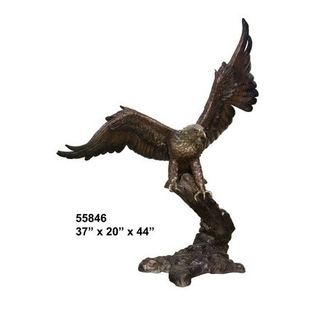 EAGLE ON LOG WITH WINGSPAN STATUE