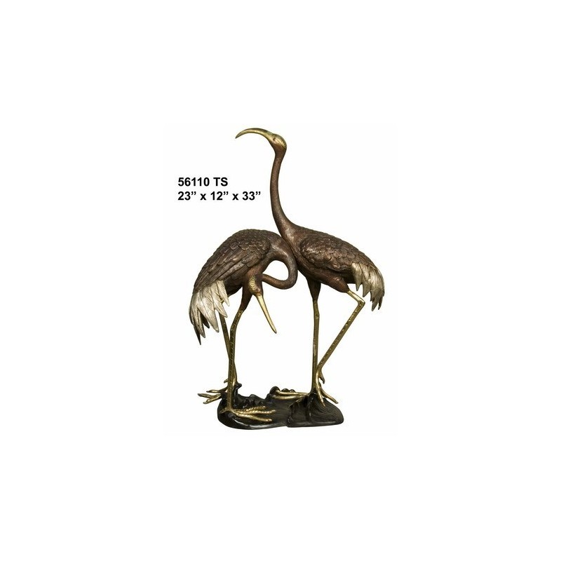 HERON OR CRANE PAIR ON BASE STATUE OUTDOOR