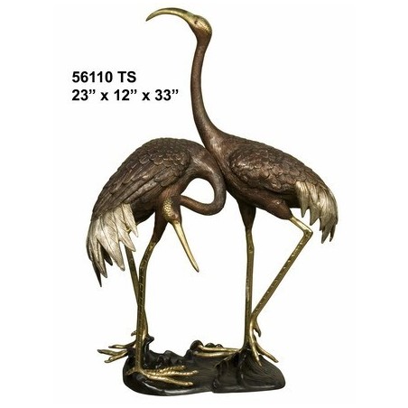 HERON OR CRANE PAIR ON BASE STATUE OUTDOOR