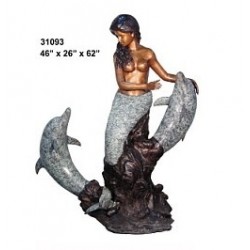MERMAID AND DOLPHINS WATER FEATURE