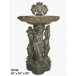 TIERED FOUNTAIN WITH GRECIAN LADIES AND LION HEADS