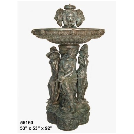 TIERED FOUNTAIN WITH GRECIAN LADIES AND LION HEADS
