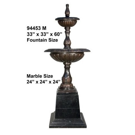 TWO TIERED FOUNTAIN ON MARBLE BASE