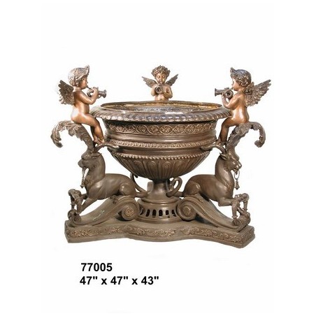 URN WITH CHERUBS AND LIONS